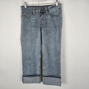 Paris Blues Cropped Jeans Juniors 5 Blue Light Wash Rolled Hem Straight